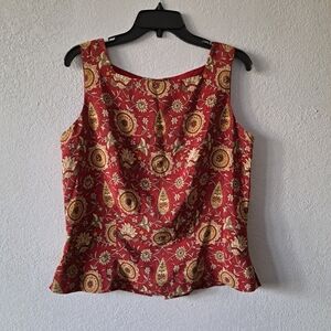 Charter Club red floral print blouse